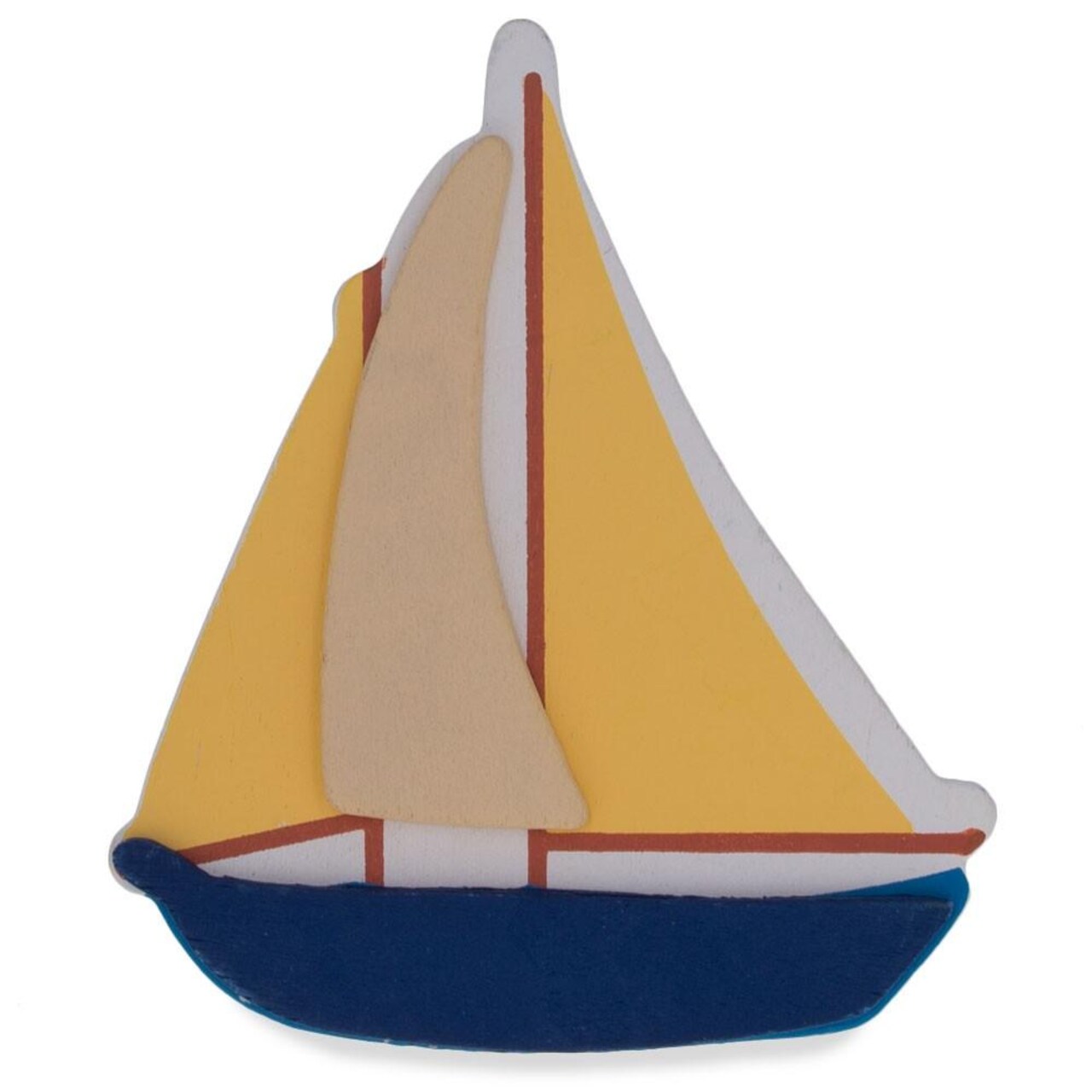 Painted Finished Wooden Sail Boat Shape Cutout DIY Craft 4.5 Inches